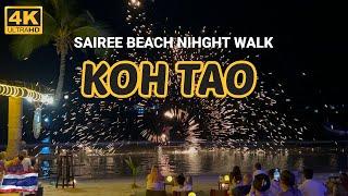 Sairee Beach Walking | Koh Tao Night Walk 4k | Thailand Travel 