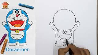 How to draw Doraemon step by step / Easy Step by Step Doraemon Drawing