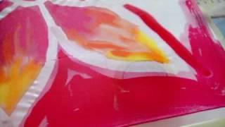 How To Paint On Silk 002 - Silk chiffon with cold wax outlines by Teena Hughes