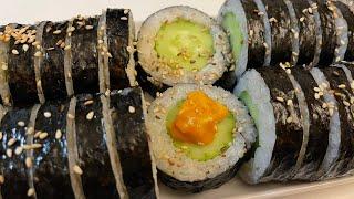 Cucumber gimbap with Korean style dipping sauce