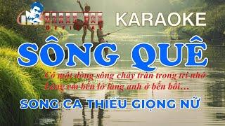  Karaoke SÔNG QUÊ Thiếu Giọng Nữ | Song Ca Với Trình Lâm | Nhạc sống Full HD.