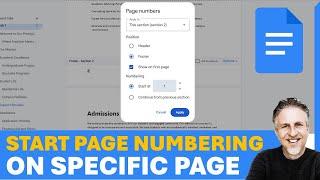 Google Docs - Start Page Numbering on Specific Page - eg Page 3