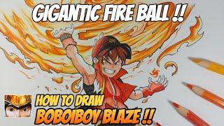 How to draw Boboiboy Blaze with pencil - #boboiboygalaxy #drawmin6art