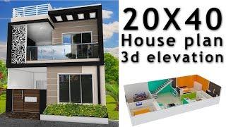 20X40 House plan with 3d elevation by nikshail