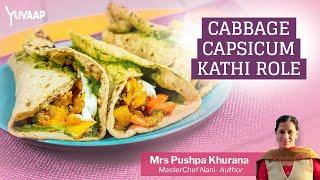 काठी रोल - Cabbage Capsicum Kathi Roll | Keto Veg Frankie Roll Recipe for Breakfast