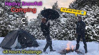 Coldest Overnight Winter Snow Camping In 48 Hours Challenge || Duo Camping In High Mountain