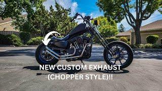 Chopper/Bobber build gets a new custom exhaust!!