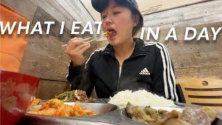 (what I eat in a day) Filming day+DRINKING ALONE ft. tequila + foodcourt + Groceries haul