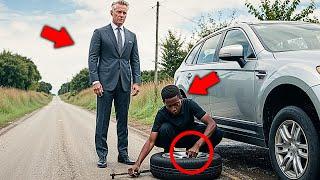 Black Boy Helps Millionaire with Flat Tire, The Next Day, a Black SUV Showed up at his House