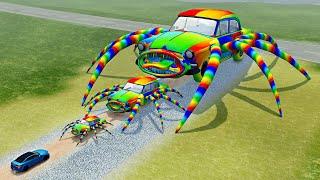 Cars Dirty Road with RAINBOW CAR EATER – BeamNG.Drive