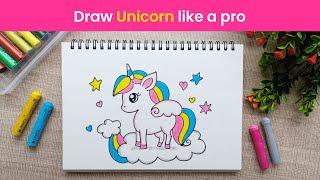 Draw Unicorn Like Pro | How To Draw A Cute Unicorn | Unicorn Drawing for Kids | Easy step by step