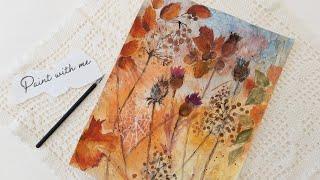 Watercolor Autumn Leaves, Seedheads and Berries - Paint Your Own Fall Home Decor Tutorial