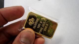 100 Gram Pure Gold Bar - 24K / .9999 Fine Swiss Gold Bar PAMP