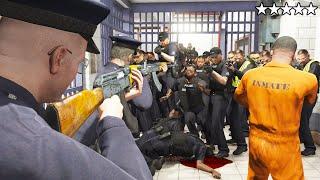 GTA 5 -‍️Police Michael and Trevor Saving Franklin from LSPD Prison!(FIVE STAR COP BATTLE)