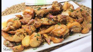 Rabbit with garlic homemade recipe, easy and with few calories