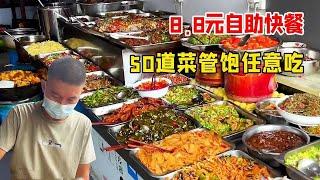 安徽夫妻卖8.8元自助快餐，50道菜管饱任意吃，生意火爆全凭自觉！【好食勇哥】