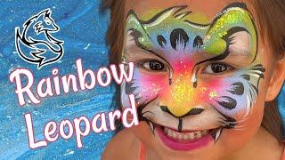 Easy Rainbow Leopard FACE PAINT tutorial for professionals or beginners