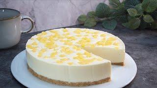 Tarta de queso Cheesecake Cremosa de Piña!  | Receta Fácil, Sin Horno y Sin Gluten