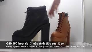 [ TP Fashion Shop] Giày boot nữ đế vuông cao 15cm sành điệu màu da bò, trắng và đen GBN192