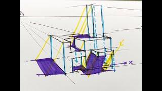 Shadow Casting of Complex Object with Light Source Parallel to Picture Plane or Horizon Line