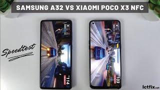Samsung A32 vs Xiaomi Poco X3 NFC | Video test Display, Fingerprint, SpeedTest, Camera Comparison