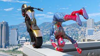 GTA 5 Iron Spiderman Motorcycle Stunts/Fails/Ragdolls Ep16 (Euphoria Ragdolls)