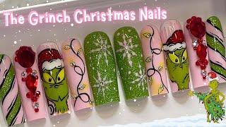 How to Make Grinch Christmas Nails!  The cutest Holiday Nail Art 