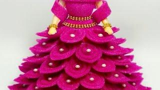 DIY FOAM KI GUDIYA SAJANE KA NAYA TARIKA /FOAM DOLL DECORATION IDEA /FOAM CRAFT /DOLL DECORATION