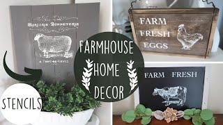 Farmhouse Thrifted Home Decor Makeovers | 3 DIY Signs using Stencils