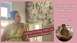 Victorian Kitchen Transformation: Panelling, Paint, and Wallpaper!