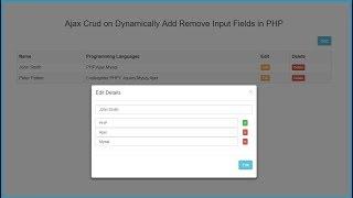 Ajax Crud on Dynamically Add Remove Input Fields in PHP