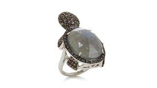 Rarities Labradorite and Diamond Turtle Ring