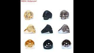 Tribal Hollywood Day of The Dead Mens Sugar Skull Rings - IR761