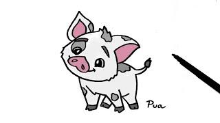 How to Draw Pua from Moana I Easy Drawing Step by Step