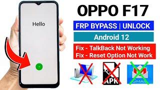 Oppo F17 Frp Bypass/Unlock (CPH2095)- TalkBack Not Working | Reset Method Not Working 2024