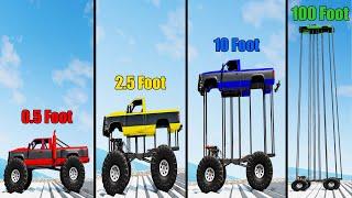 Low Car vs Tall Car #4 (0.5 Foot - 100 Foot) - Beamng drive