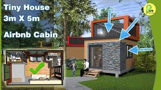 3m x 5m | Tiny House | Airbnb Cabin | Micro Cottage | 3D animation | 2D, 3D Floor Plans #houseplan