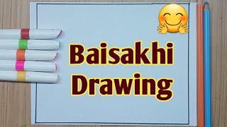 Baisakhi Drawing Easy|Happy Baisakhi Drawing|Baisakhi Festival Drawing|How To Draw Baisakhi Drawing