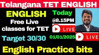 LIVE@8.15PM TS TET  ENGLISH MOST IMPORTANT QUESTIONS LIVE EXPLANATION