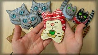 Charming CATS FROM EGG TRAYS in the "clay putty" technique. Christmas decorations - pendant