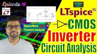 LTSpice (v24): CMOS Inverter using Monolithic MOSFETs | Response by Transient Analysis