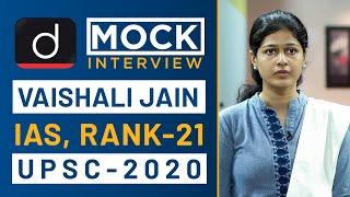 Vaishali Jain, Rank - 21, IAS - UPSC 2020 - Mock Interview I Drishti IAS English