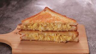 Grilled Cheese with Soft Scrambled Eggs Sandwich Recipe | T'stove