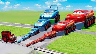 Big & Small King Dinoco with BTR wheels vs Big & Small Mcqueen with BTR wheels vs Train Charles.exe