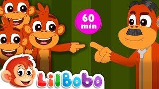 Five Little Monkeys Jumping On The Bed | Flickbox Kids Songs and Little Bobo Popular Nursery Rhymes