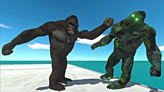 Mutant Primates vs Green Zombie Itself on Stone Island - Animal Revolt Battle Simulator