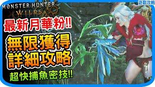 更新後 最新無限刷月華粉 詳細攻略《魔物獵人荒野》無限刷金之鍊金票 超快速撒網捕魚技巧 一夜花的月華粉｜不用等滿月 月下美人採集 金之遺物票 速刷密技｜阿月 遊戲攻略心得