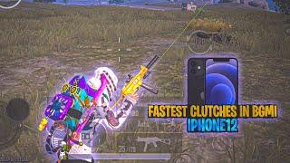 FASTEST CLUTCHES IN BGMI IPHONE 12 SMOOTH + 90FPS ? PUBG / BGMI TEST 2024 ️