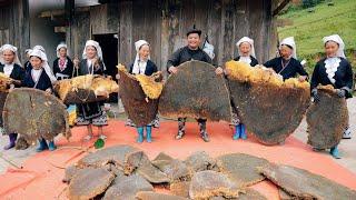 Harvesting Rock Bee Wax for Printing on Traditional Clothing Fabric of Dao people in Cao Bang