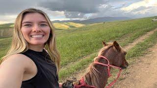 American girl rides Tajik horse  Душанбе аввалин занбузкашй ? 